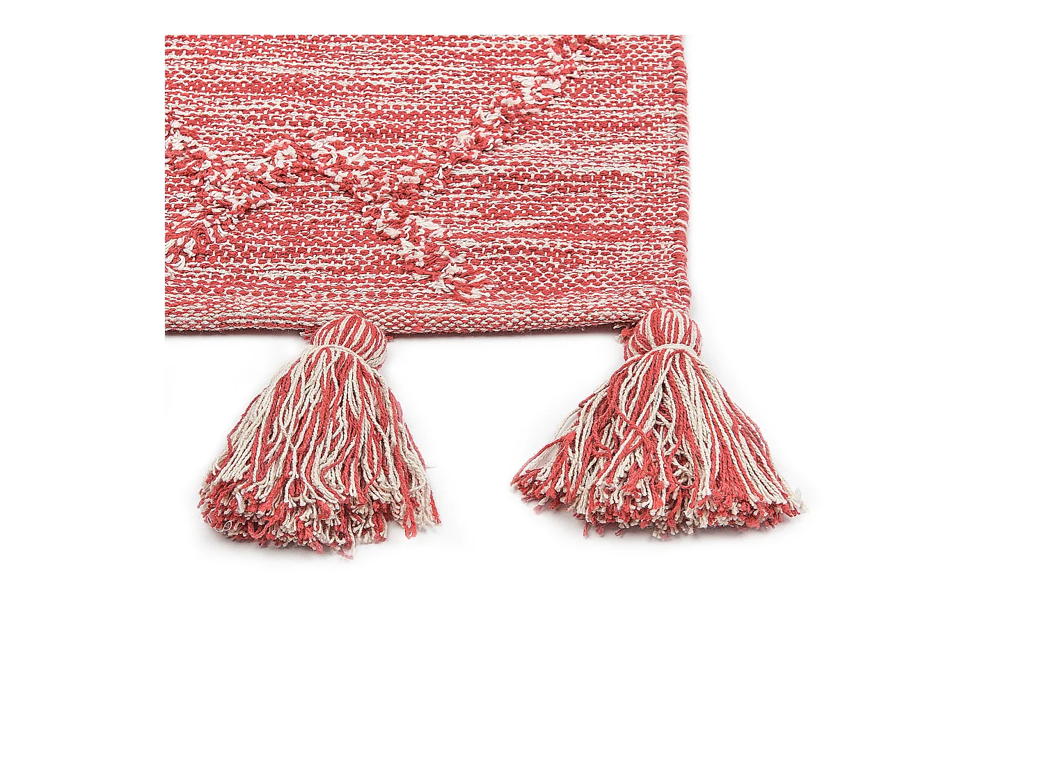 Teppich Baumwolle rot 80 x 150 cm Boho mit Quasten Nigde