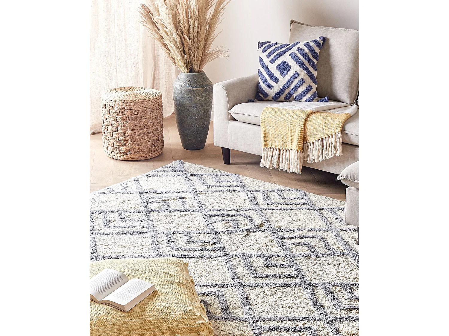 Tapis en coton 160 x 230 cm beige et gris NEVSEHIR
