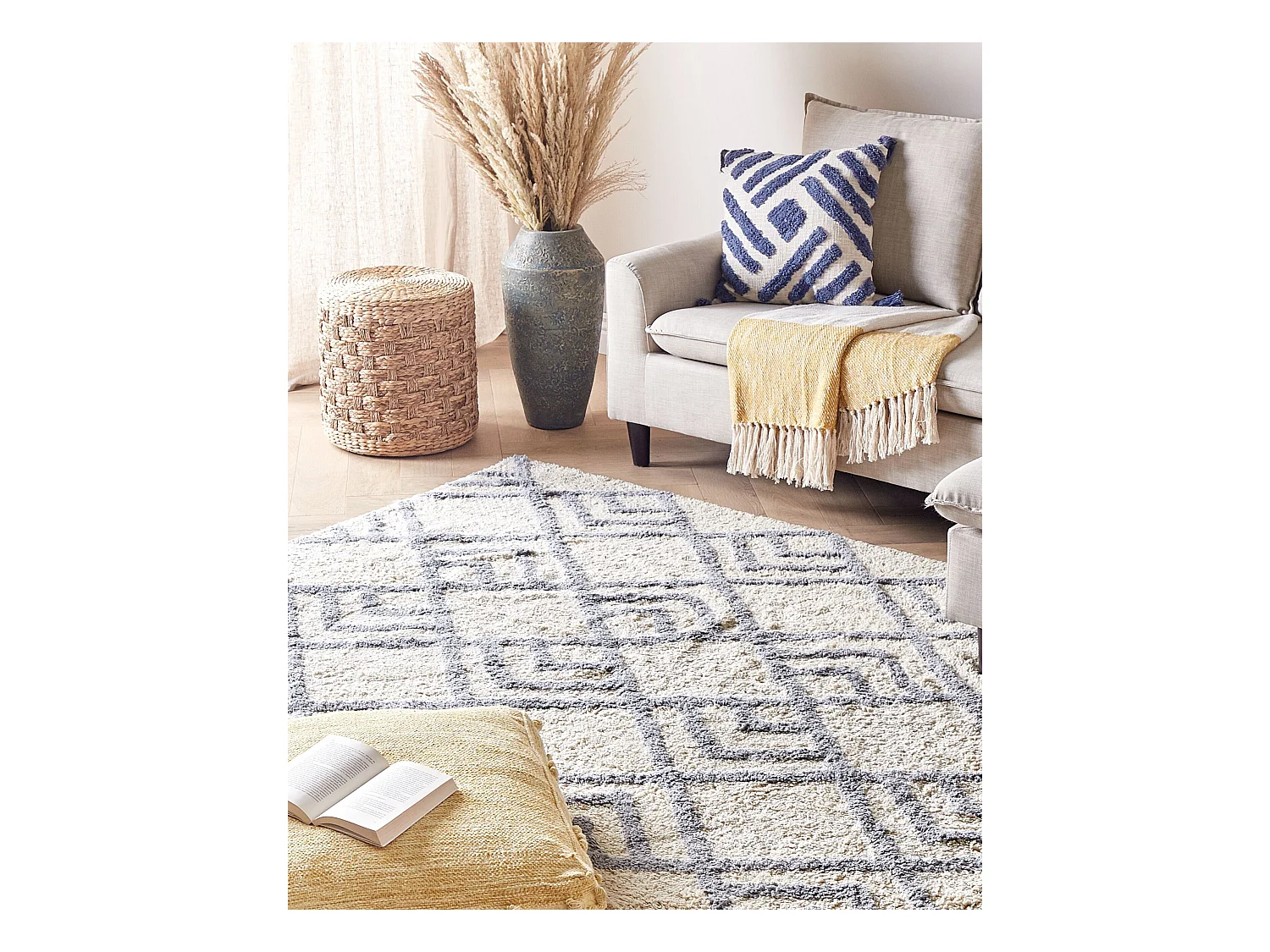 Teppich Baumwolle beige / grau 140 x 200 cm NEVSEHIR