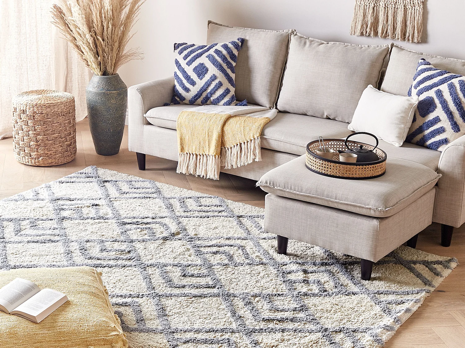 Tapis en coton 140 x 200 cm beige et gris NEVSEHIR
