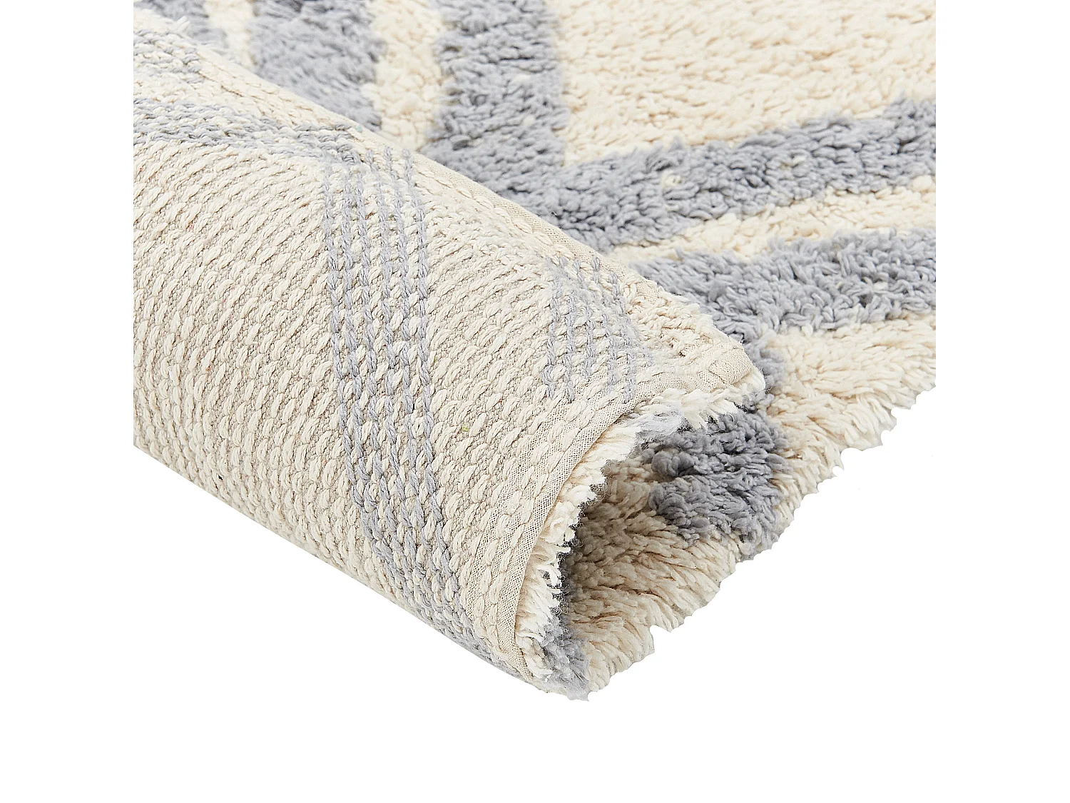 Teppich Baumwolle geometrisches Muster beige / grau 80 x 150 cm Boho Nevsehir