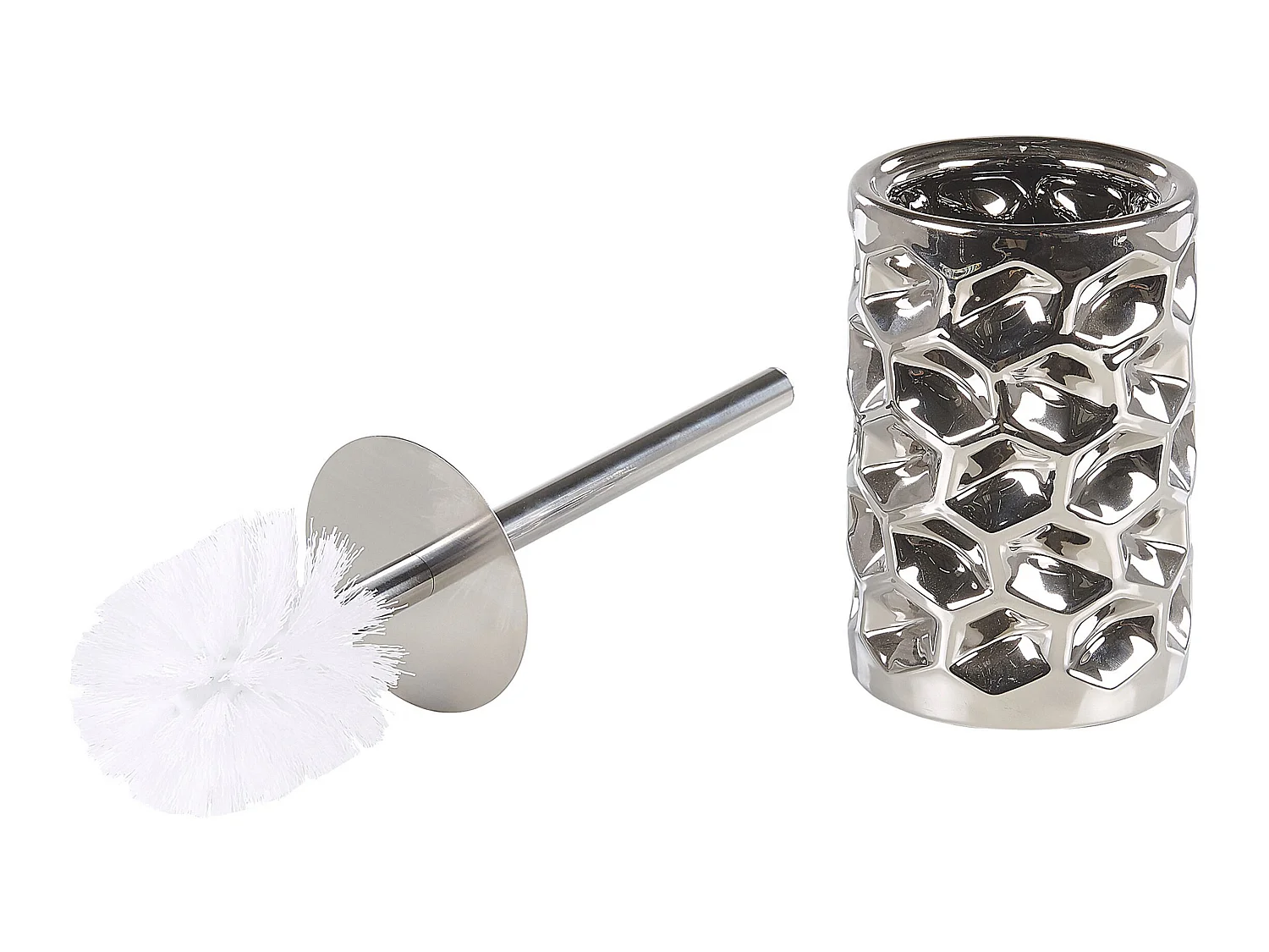 Elegantes Badezimmer-Zubehör 5-teilig aus Keramik in Silber Tirua