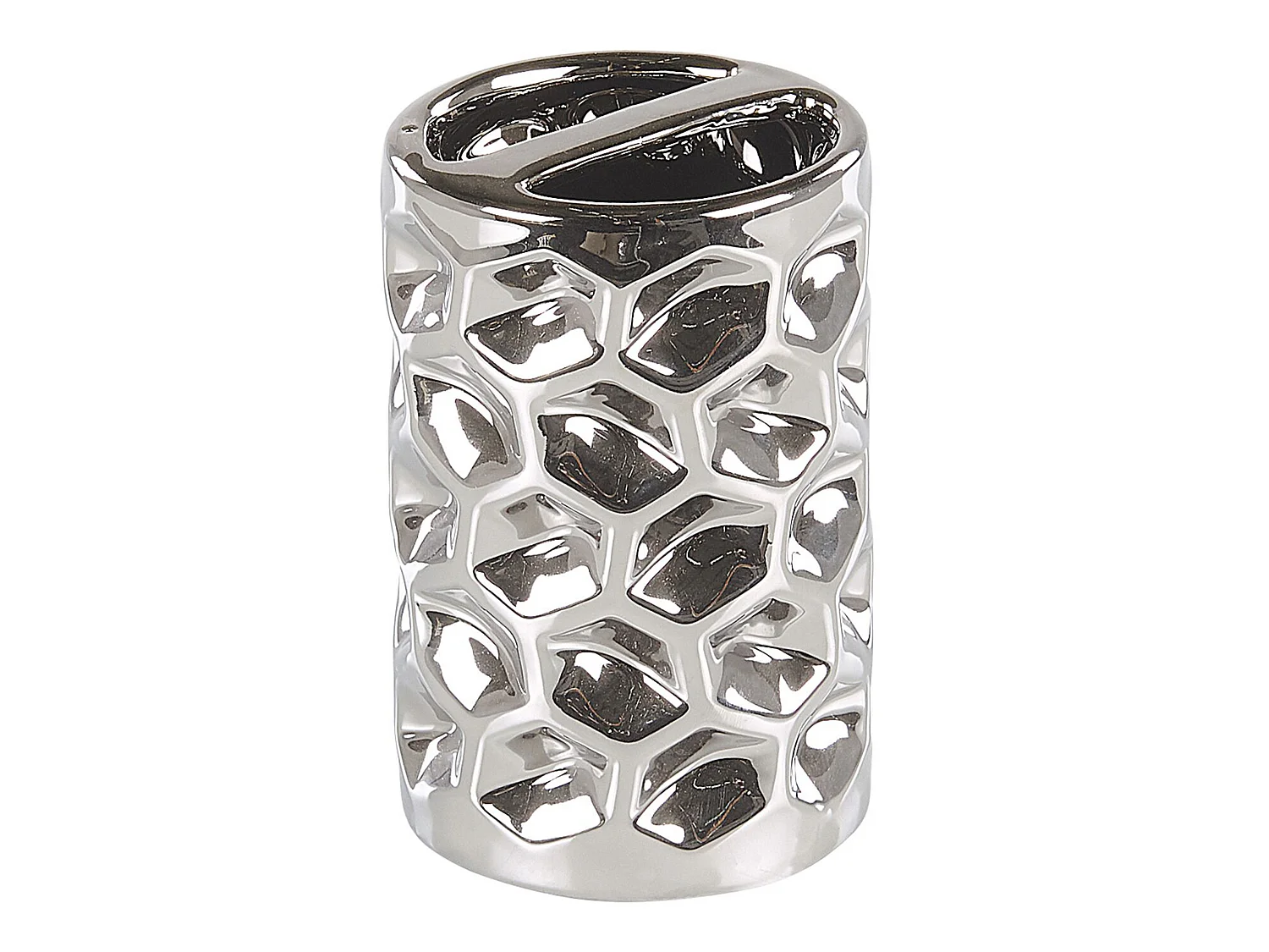 Elegantes Badezimmer-Zubehör 5-teilig aus Keramik in Silber Tirua