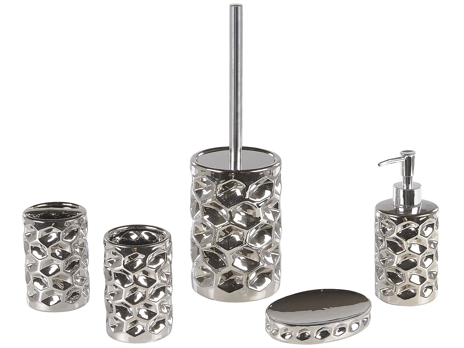 Set de 5 accessoires de salle de bain TIRUA Céramique Argenté