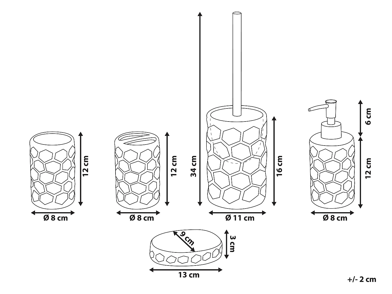 Set de 5 accessoires de salle de bain TIRUA Céramique Argenté