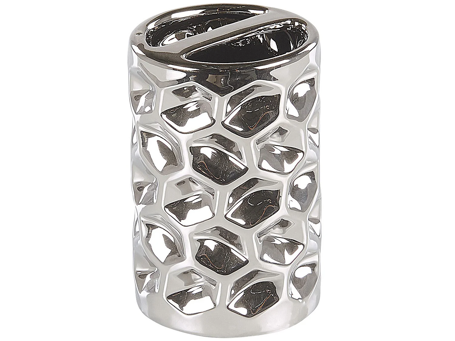 Elegantes Badezimmer-Zubehör 5-teilig aus Keramik in Silber Tirua