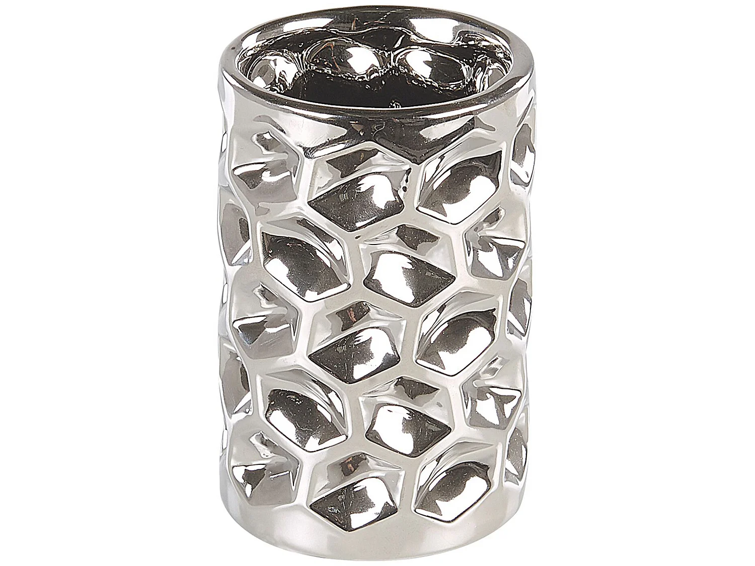 Elegantes Badezimmer-Zubehör 5-teilig aus Keramik in Silber Tirua