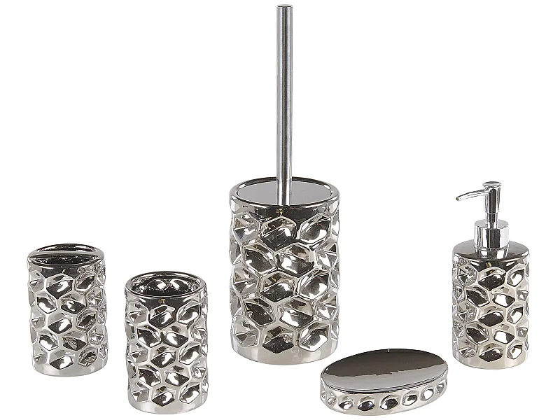 Set de 5 accessoires de salle de bain TIRUA Céramique Argenté