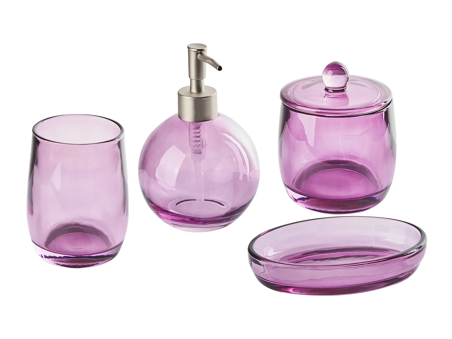 Badezimmer Set 4-teilig aus Glas violett moderner Stil Roana