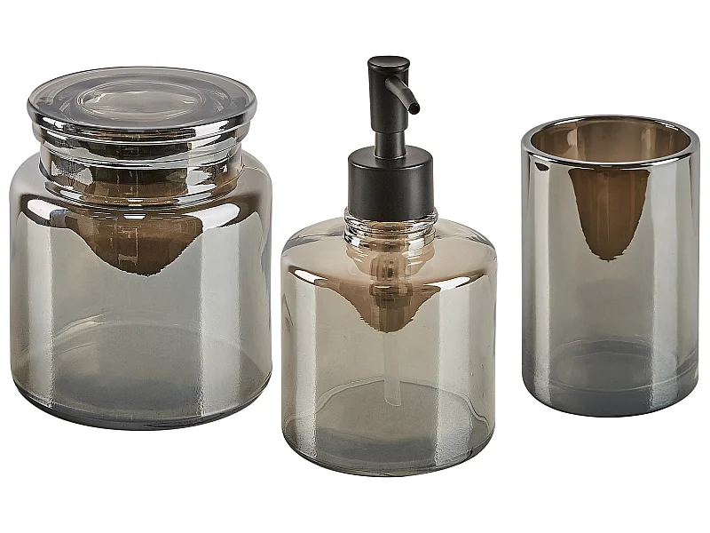 Set de 3 accessoires de salle de bain MANAGUA Verre Gris