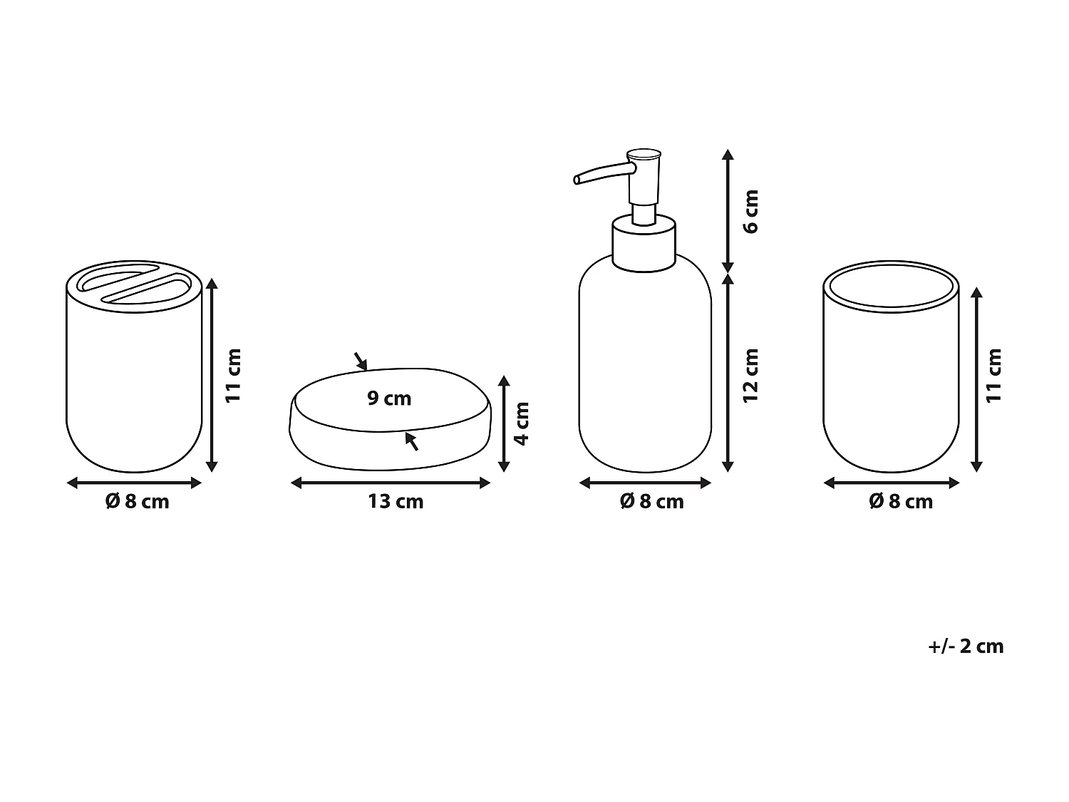 Set de 4 accessoires de salle de bain ILOCA Céramique Gris foncé