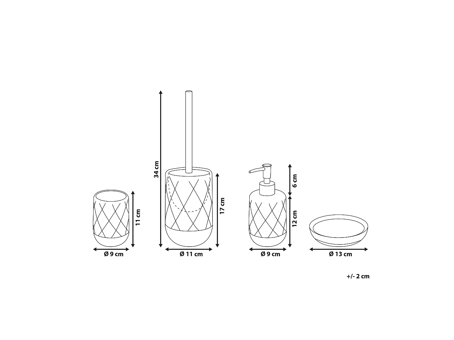 Set da 4 accessori per il bagno LEBU Ceramica Bianco