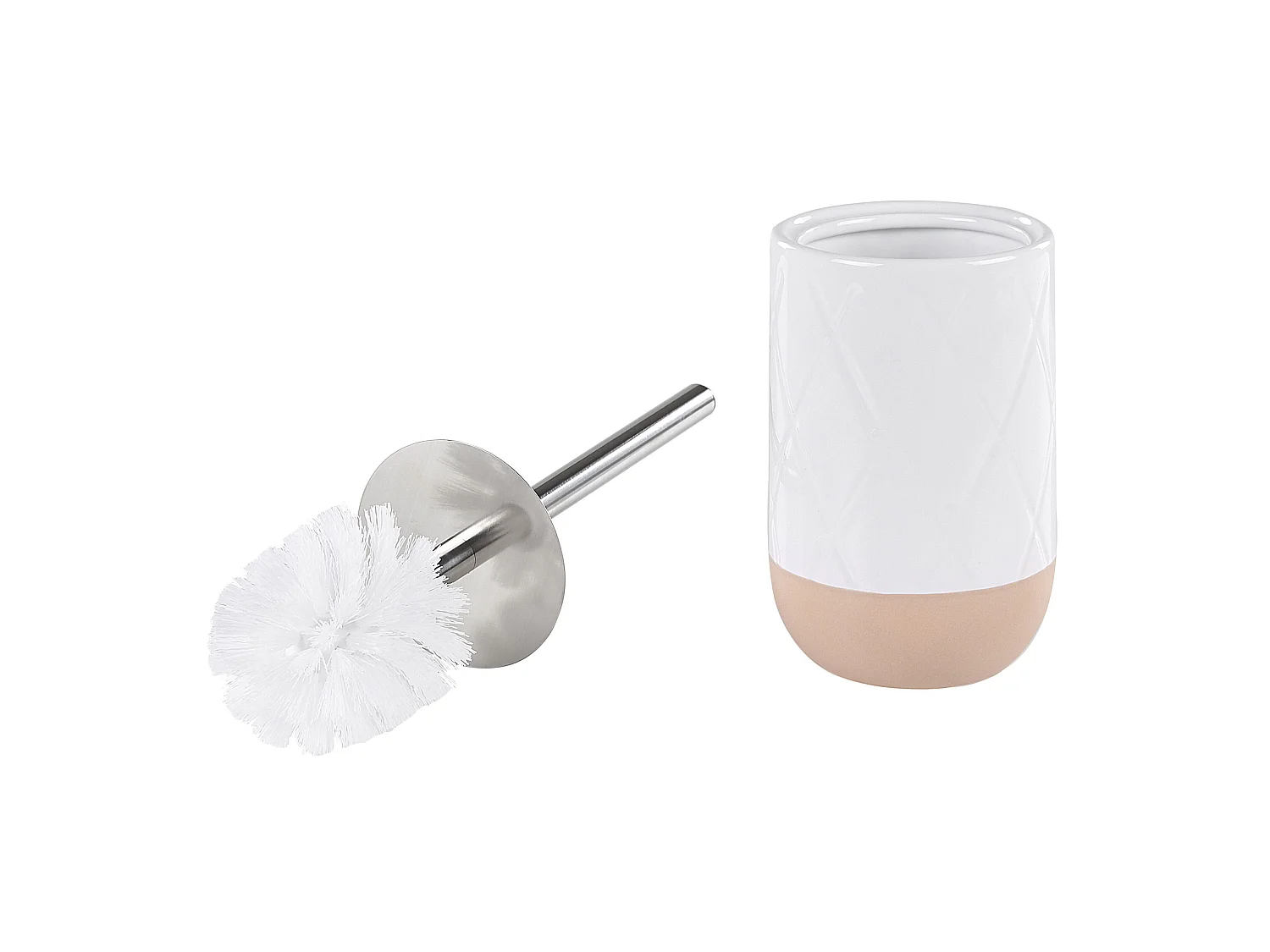 Elegantes Badezimmer-Zubehör 4-teilig aus Keramik in Weiß/Beige Lebu