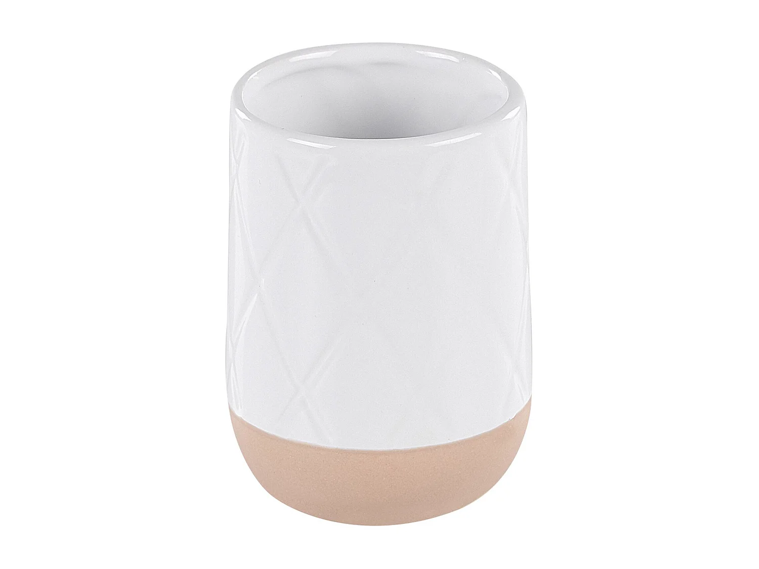 Elegantes Badezimmer-Zubehör 4-teilig aus Keramik in Weiß/Beige Lebu