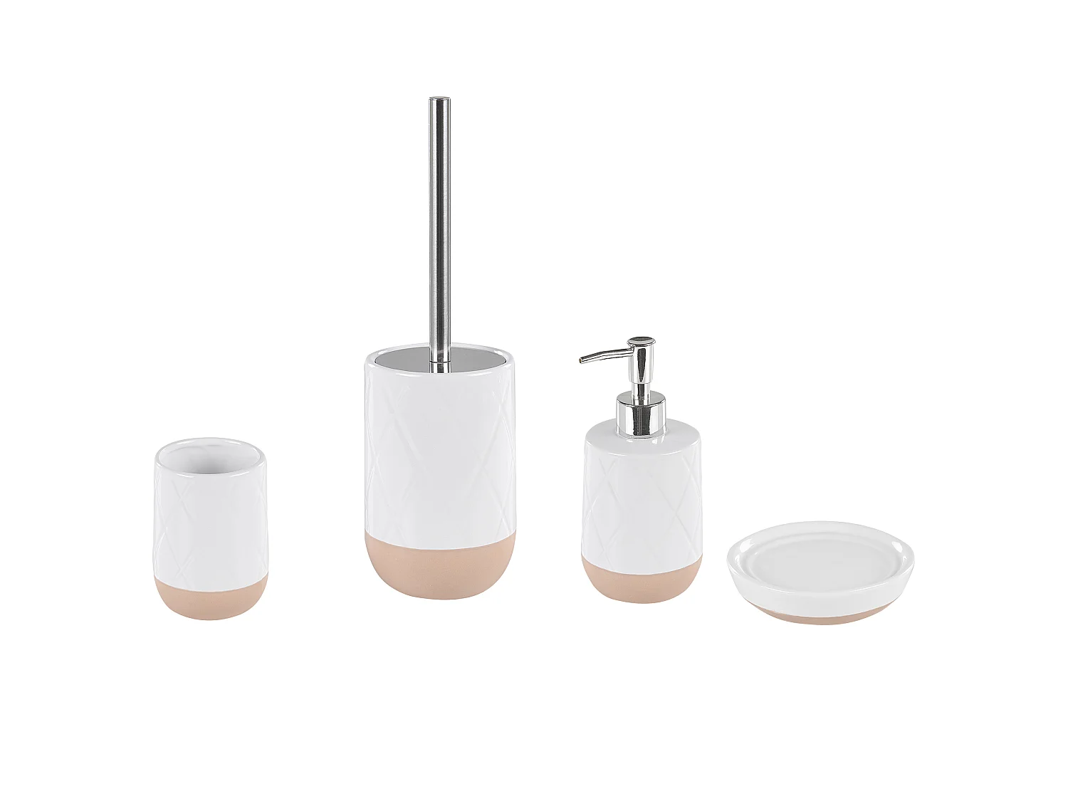 Set de 4 accessoires de salle de bain LEBU Céramique Blanc