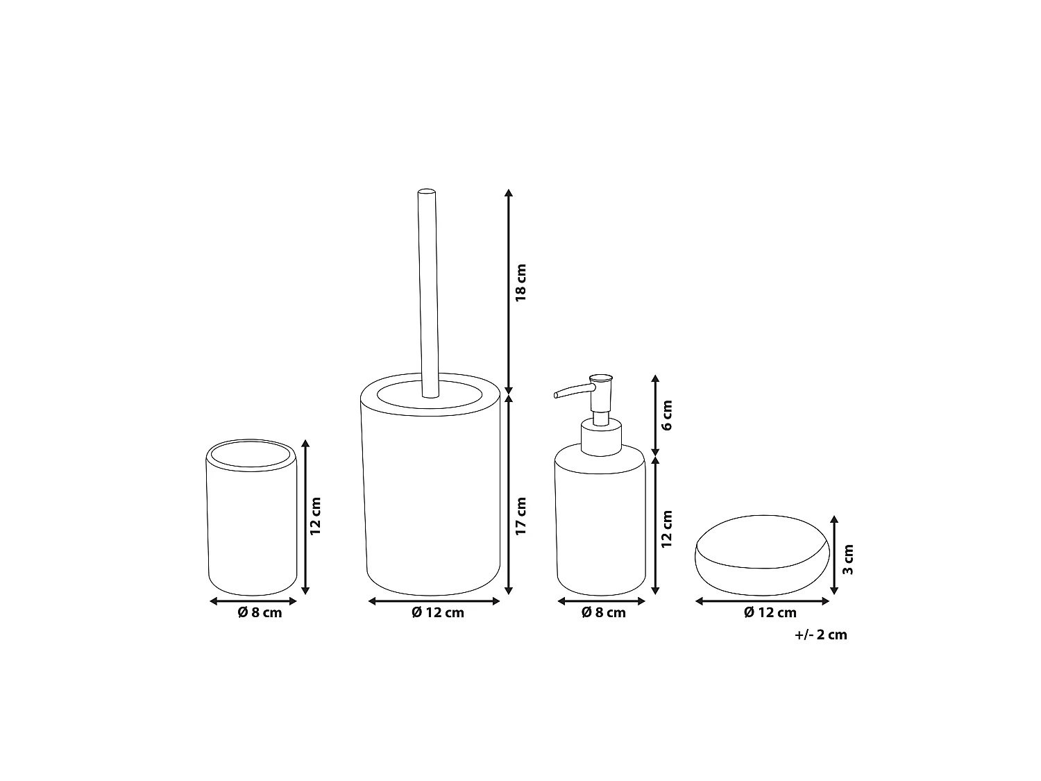 Conjunto de 4 acessórios para a casa de banho ARAUCO Cerâmica Branco