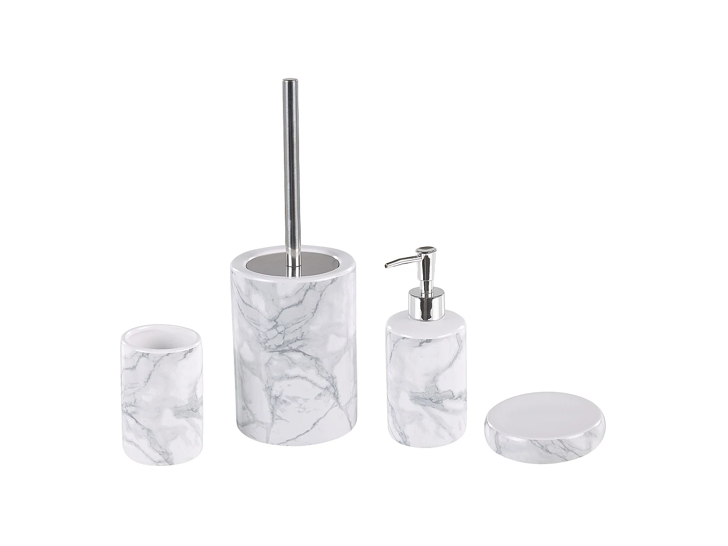 Set de 4 accessoires de salle de bain ARAUCO Céramique Marbre blanc