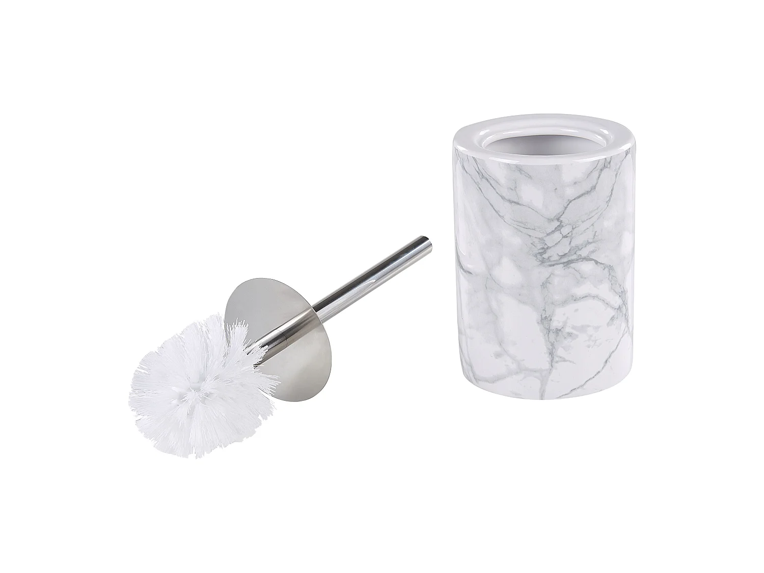 Badezimmer Set 4-teilig Keramik weiß / grau Marmor Optik Modern Arauco