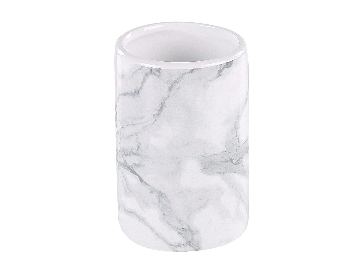 Badezimmer Set 4-teilig Keramik weiß / grau Marmor Optik Modern Arauco