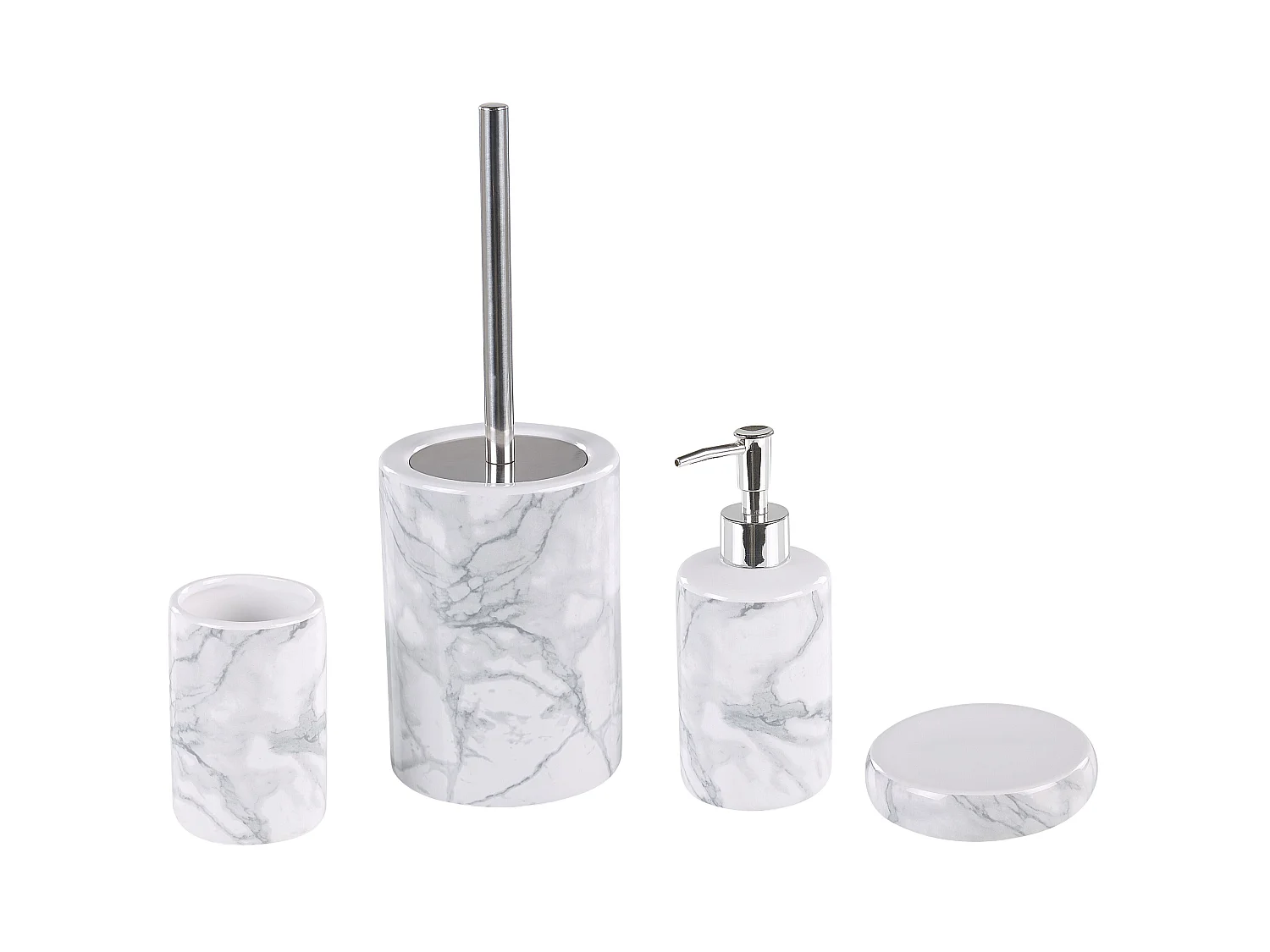 Set de 4 accessoires de salle de bain ARAUCO Céramique Marbre blanc