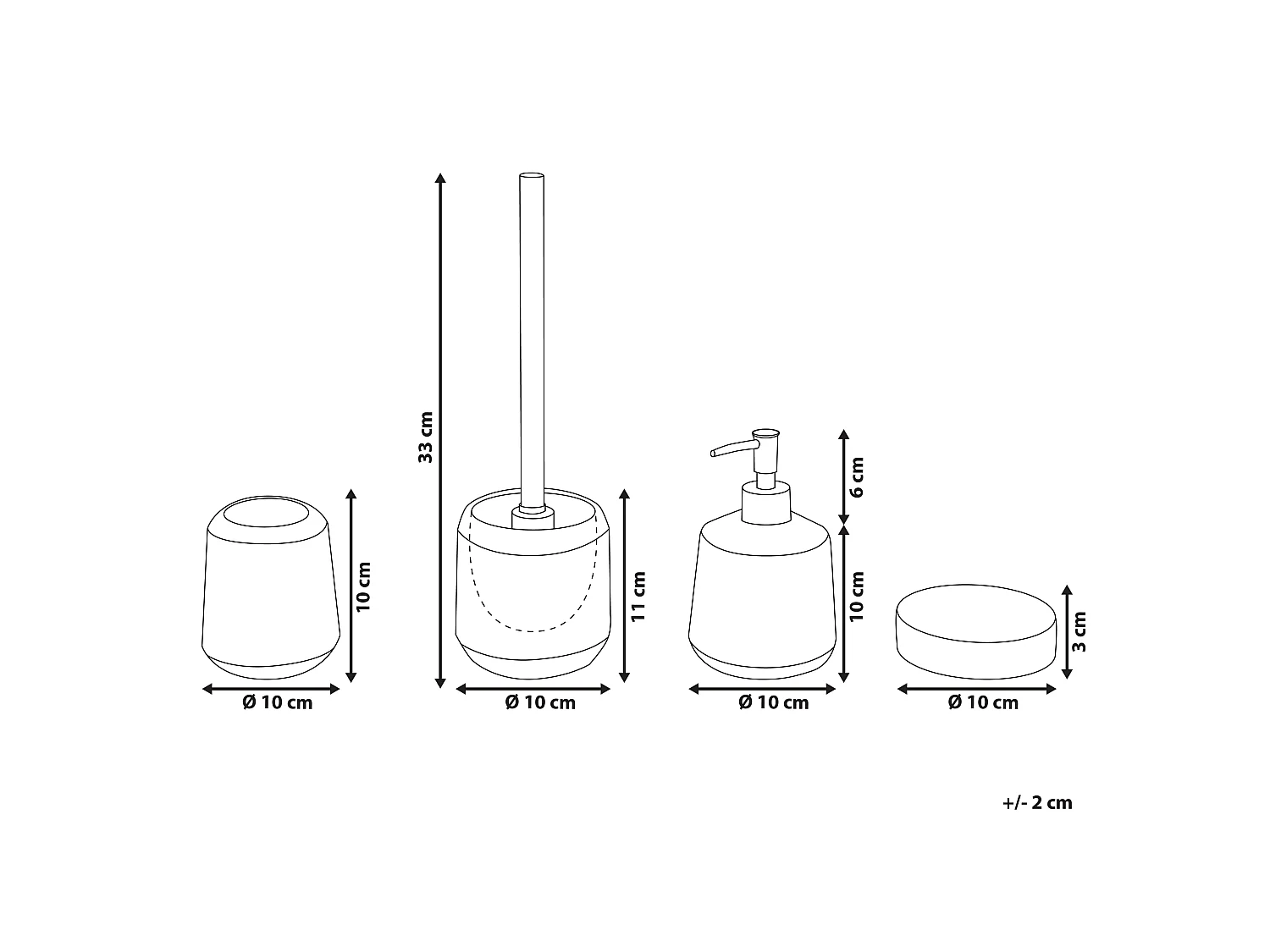 Conjunto de 4 acessórios para a casa de banho PINTO Cerâmica Dourado