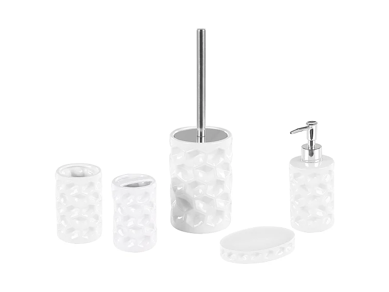 Set de 5 accessoires de salle de bain TIRUA Céramique Blanc