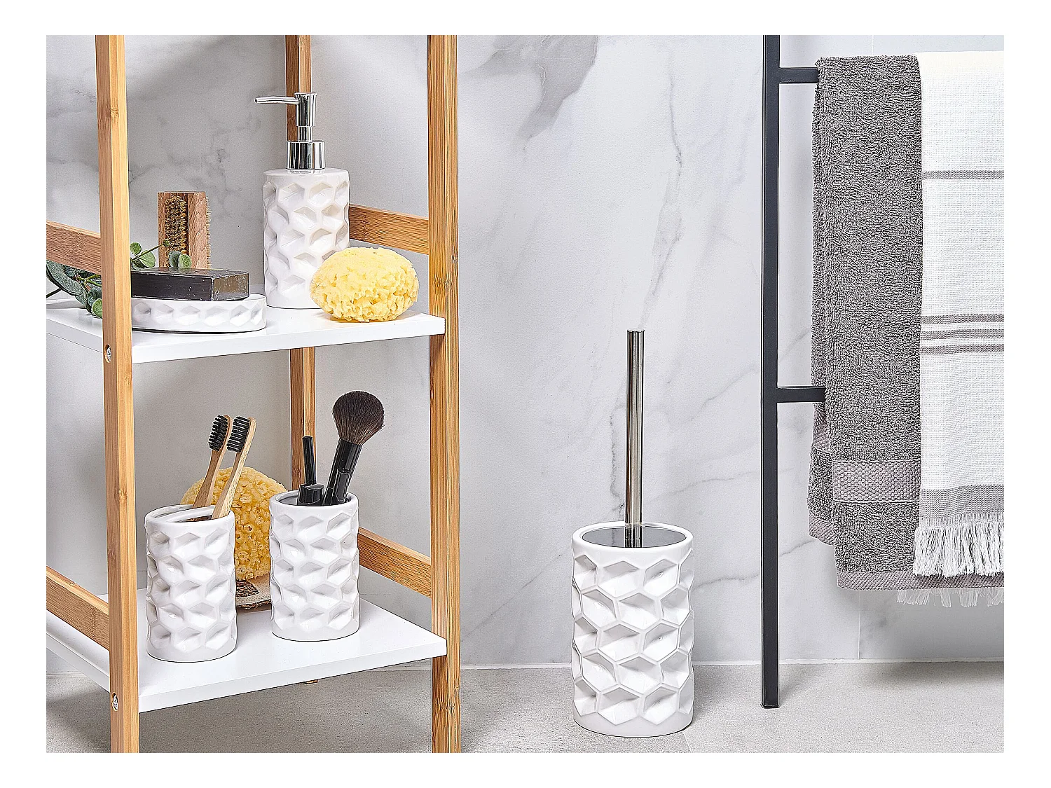 Conjunto de 5 accesorios de baño TIRUA Cerámica Blanco