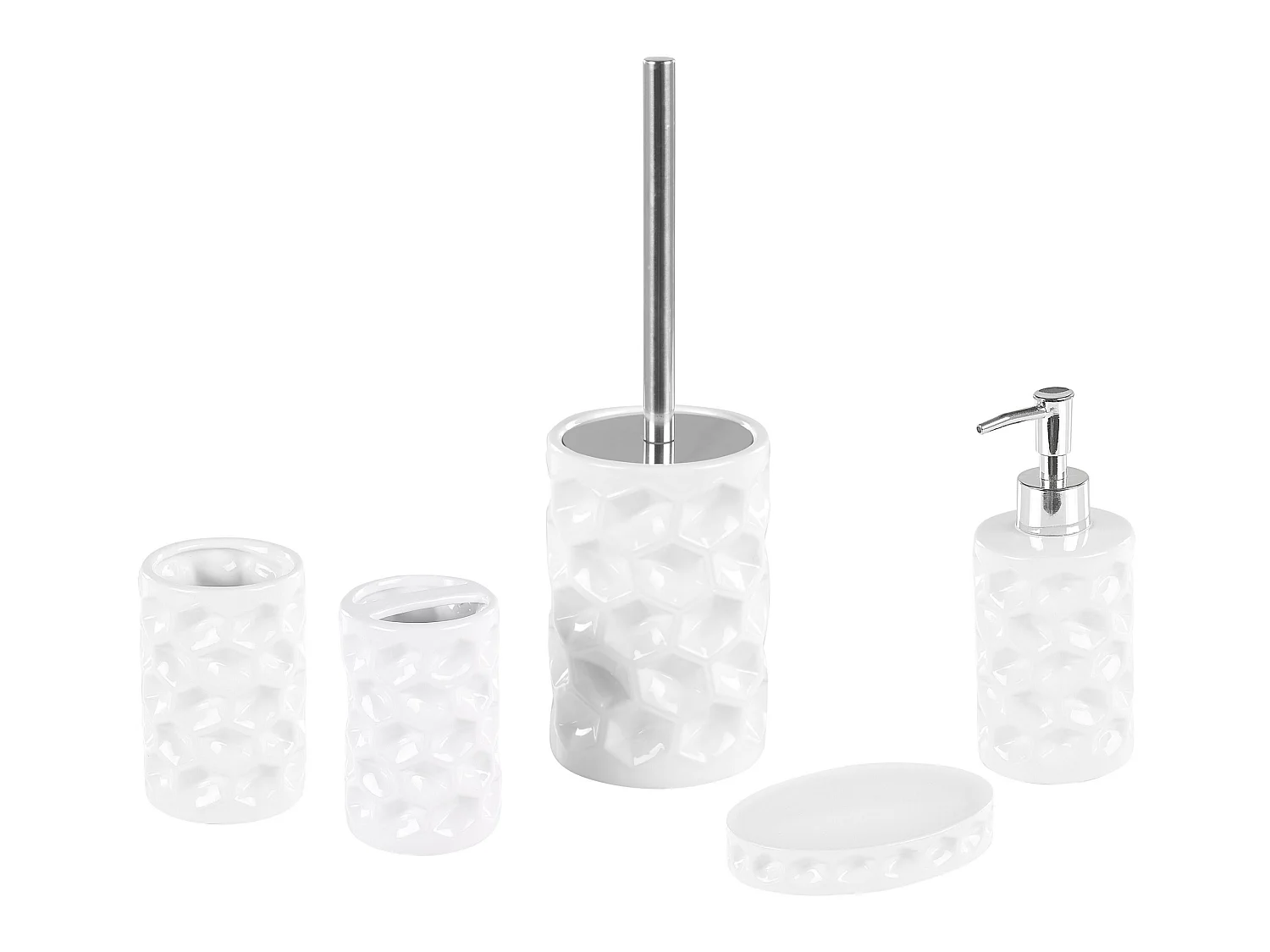 Set de 5 accessoires de salle de bain TIRUA Céramique Blanc