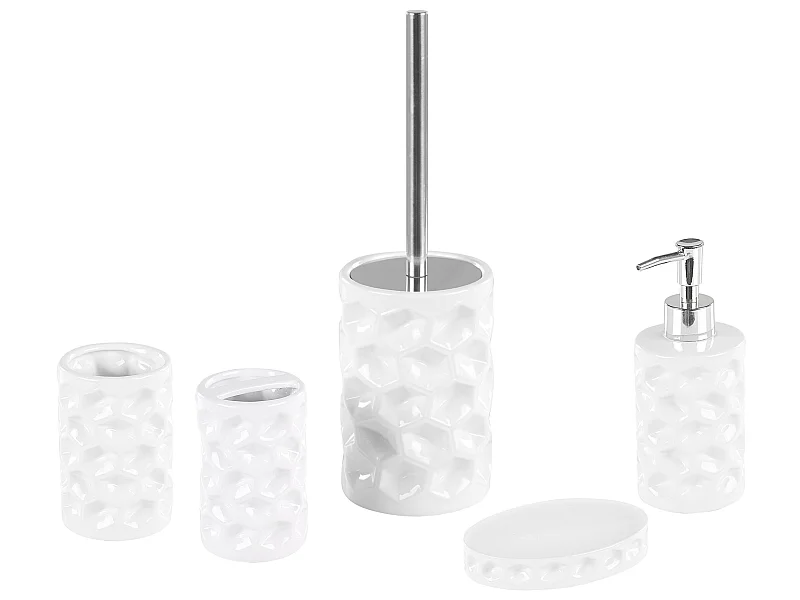 Set de 5 accessoires de salle de bain TIRUA Céramique Blanc
