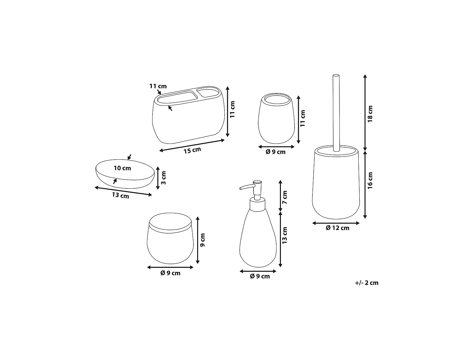Conjunto de 6 acessórios para a casa de banho ANTUCO Cerâmica Azul