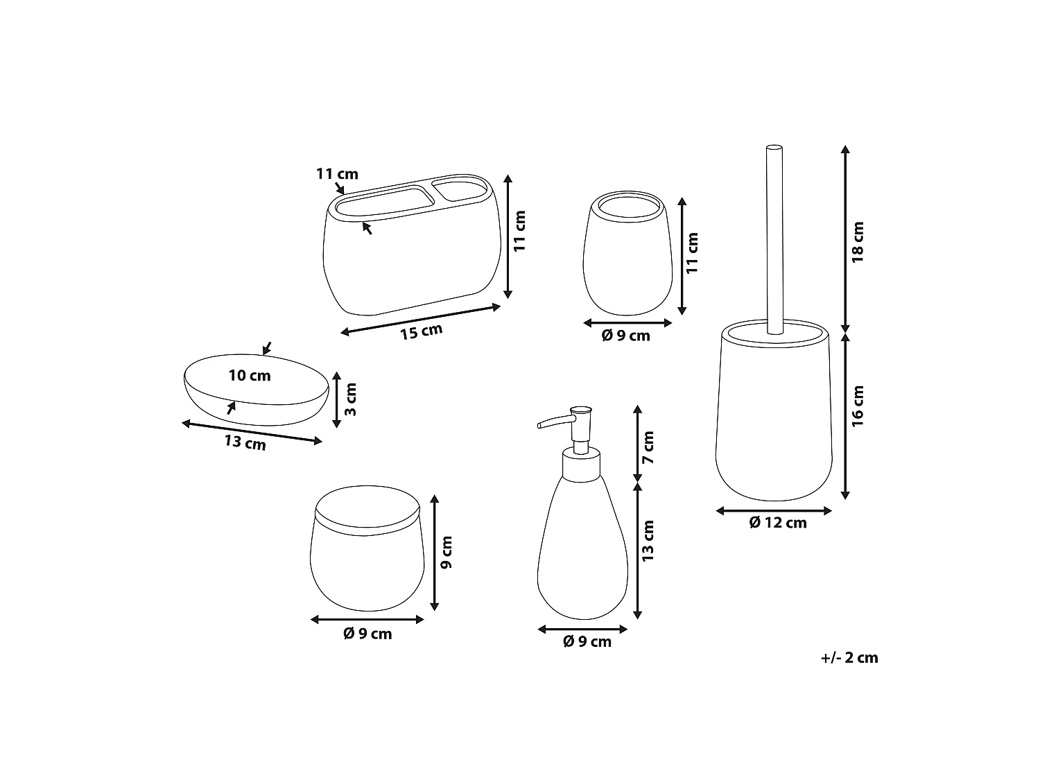 Set de 6 accessoires de salle de bain ANTUCO Céramique Bleu