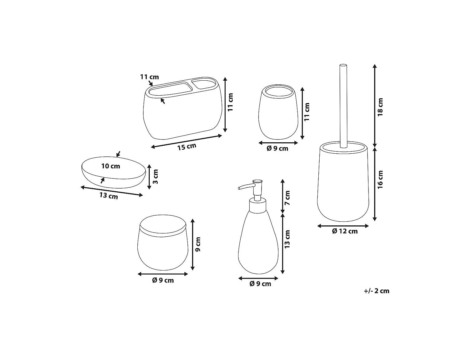 6-delige badkameraccessoireset ANTUCO Keramiek Blauw