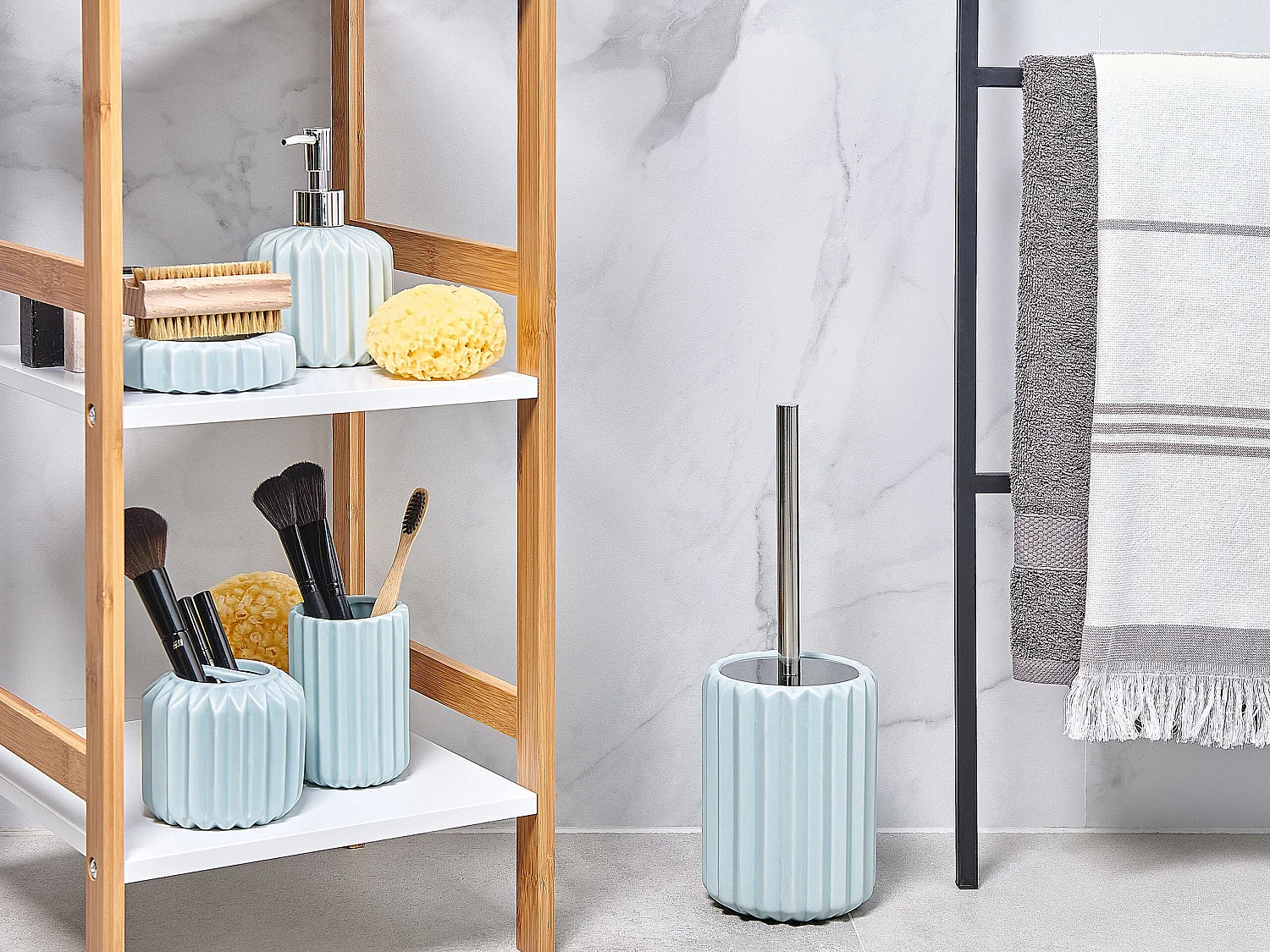 Set de 5 accessoires de salle de bain GORBEA Céramique Bleu