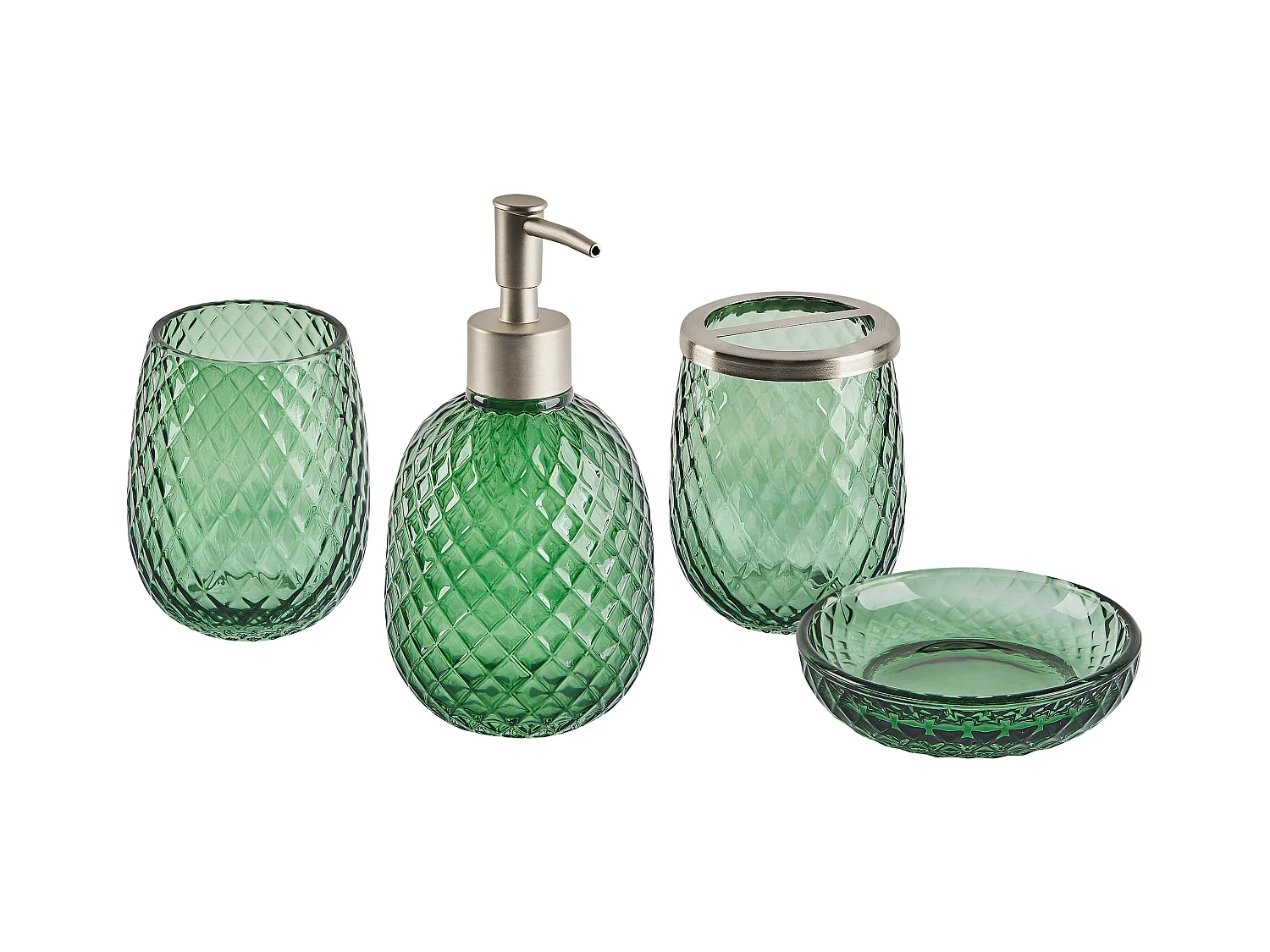 Set de 4 accessoires de salle de bain CANOA Verre Vert