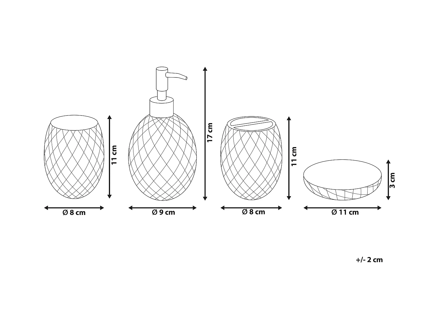 Badezimmer Set 4-teilig aus Glas in Grün moderner Stil Canoa