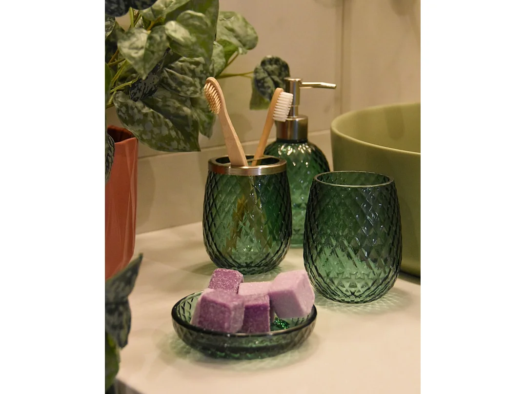 Conjunto de 4 accesorios de baño CANOA Vidrio Verde
