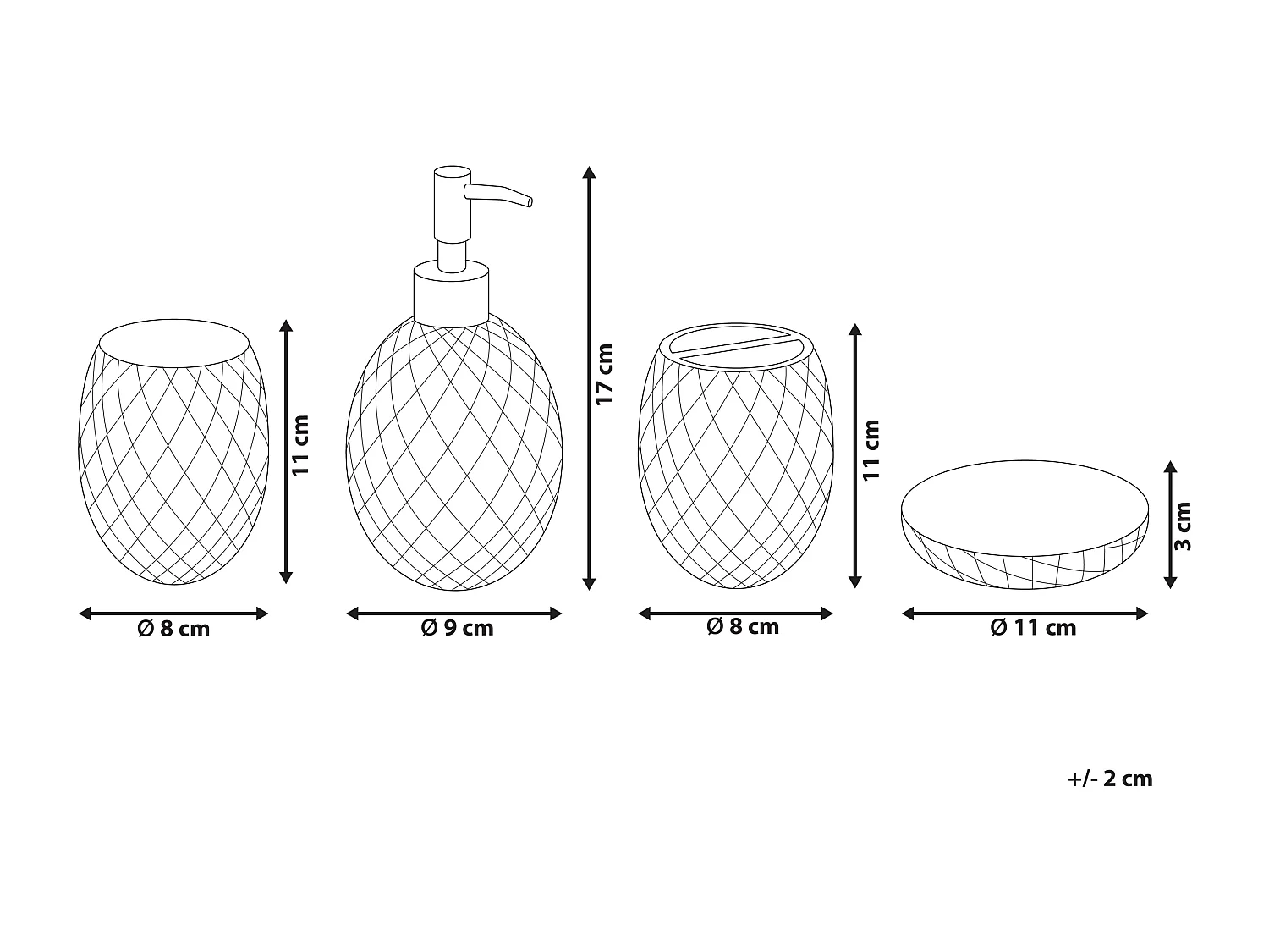 Set de 4 accessoires de salle de bain CANOA Verre Vert