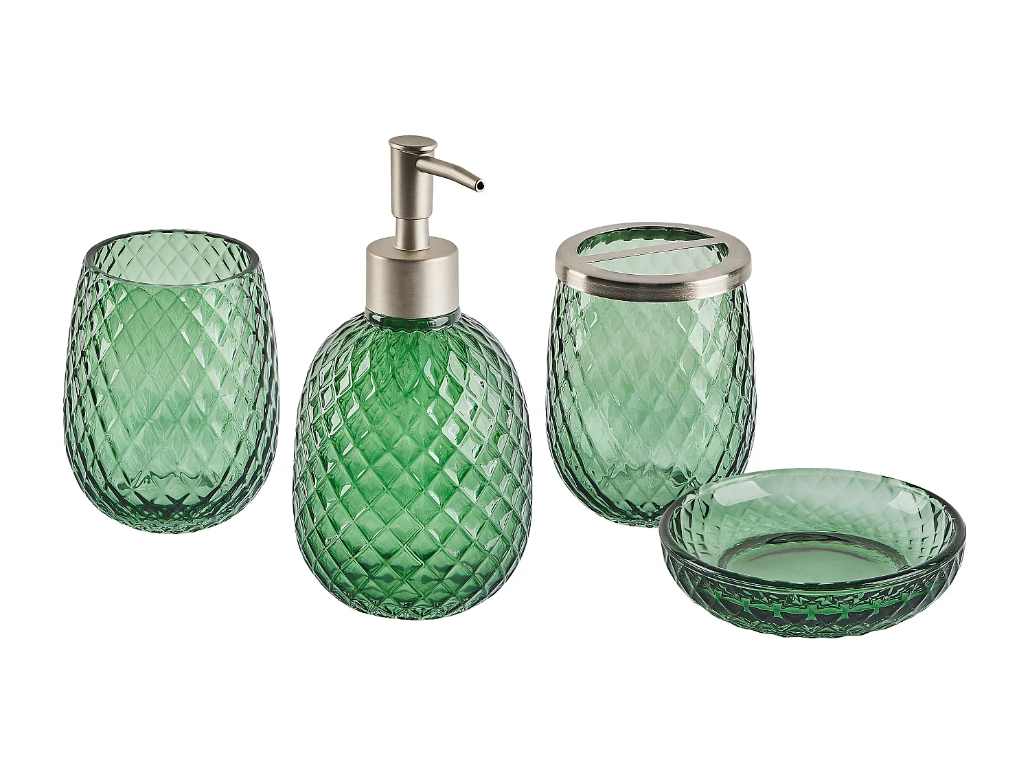 Set de 4 accessoires de salle de bain CANOA Verre Vert