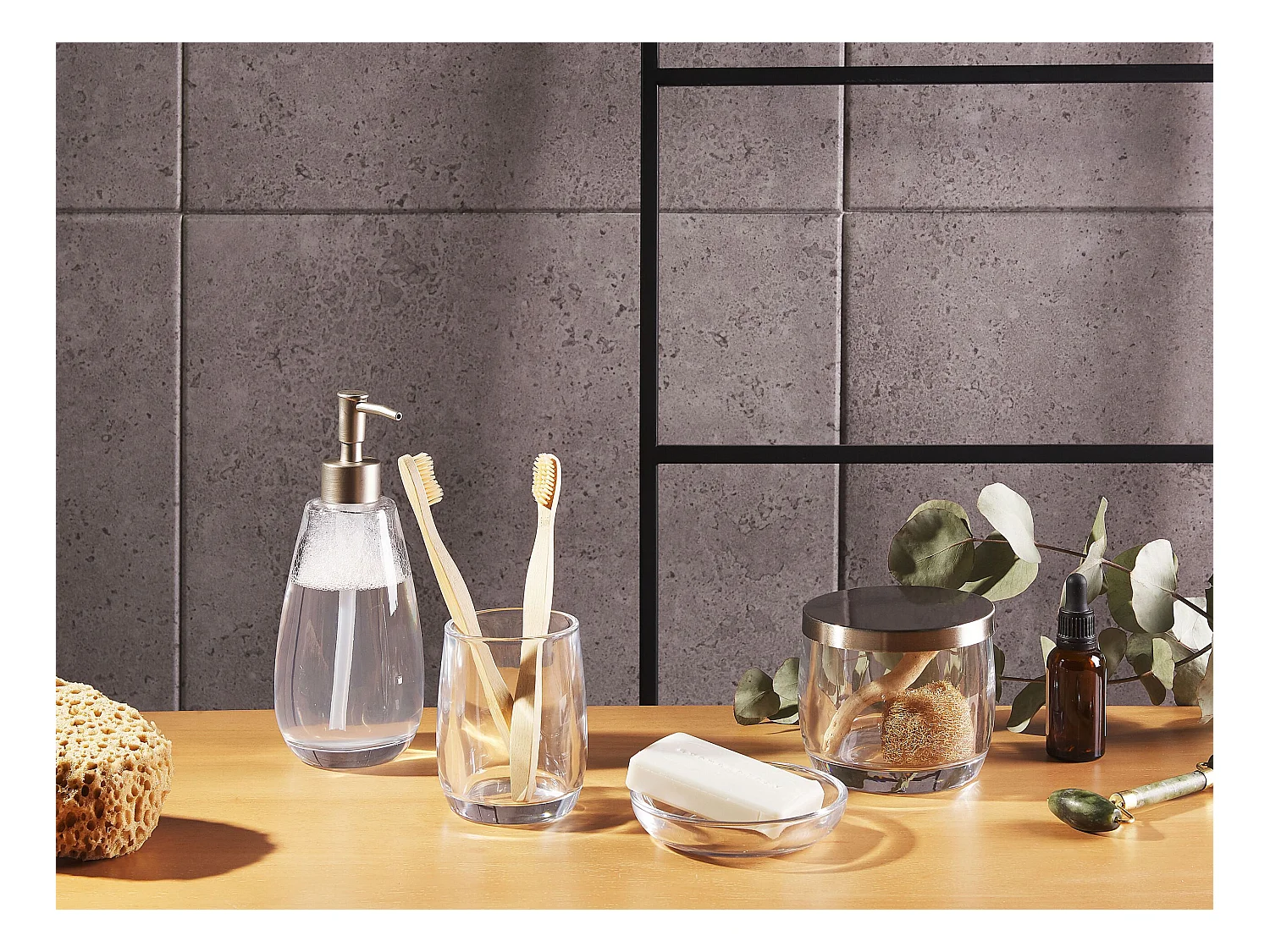 Set de 4 accessoires de salle de bain SONORA Verre Transparent