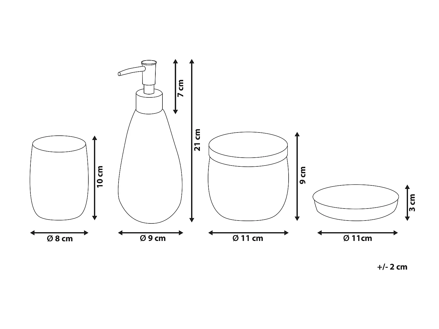 Set de 4 accessoires de salle de bain SONORA Verre Transparent
