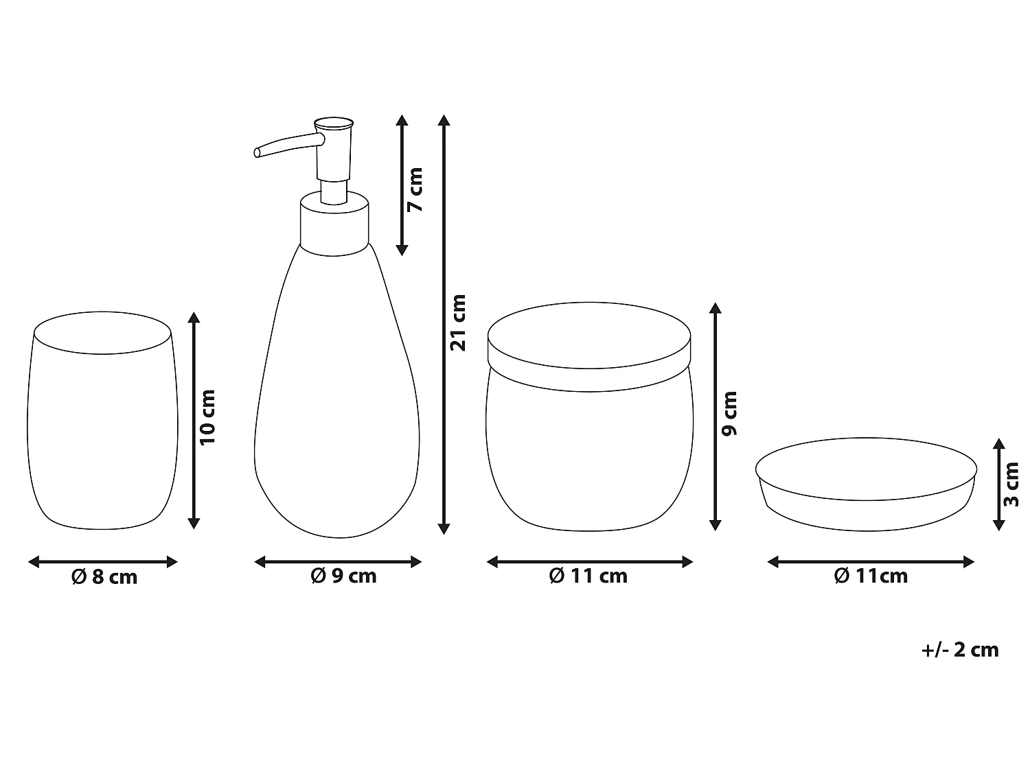 Set de 4 accessoires de salle de bain SONORA Verre Transparent