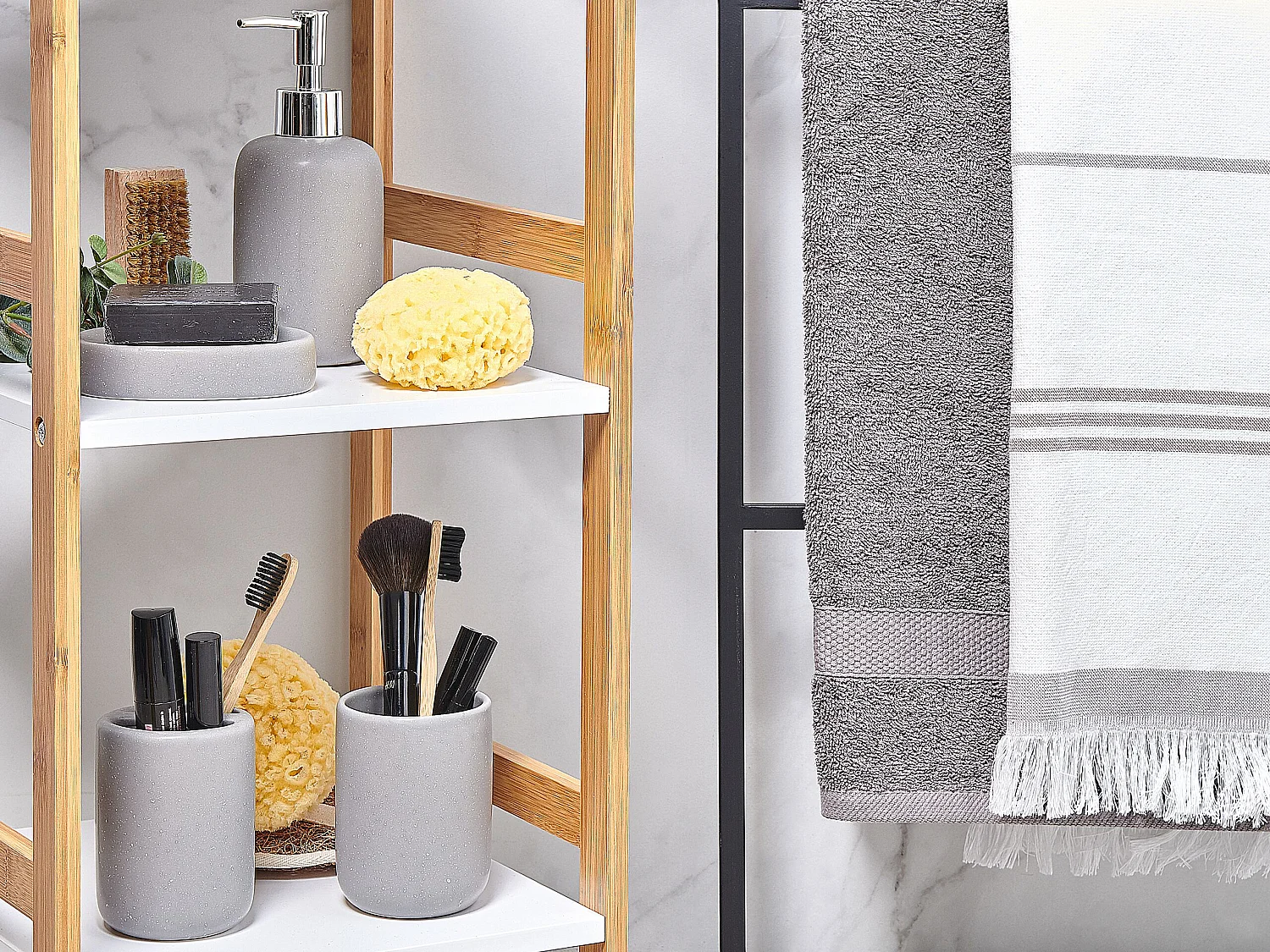 Set da 4 accessori per il bagno RENGO Ceramica Grigio