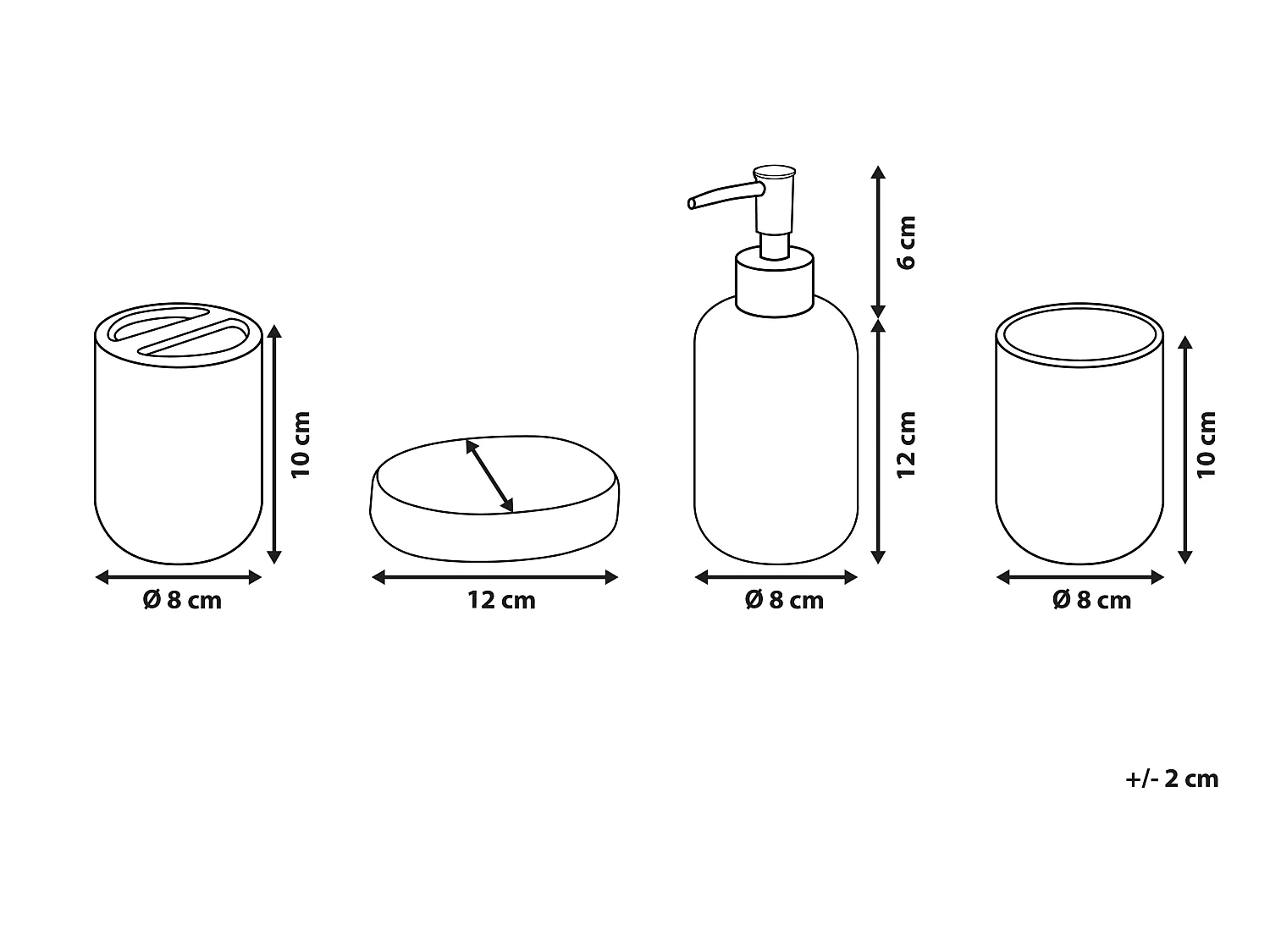 Set da 4 accessori per il bagno RENGO Ceramica Grigio