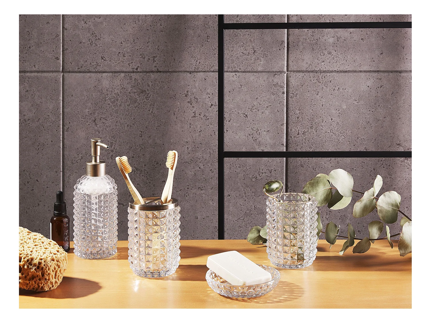 Set de 4 accessoires de salle de bain TAPIA Verre Transparent