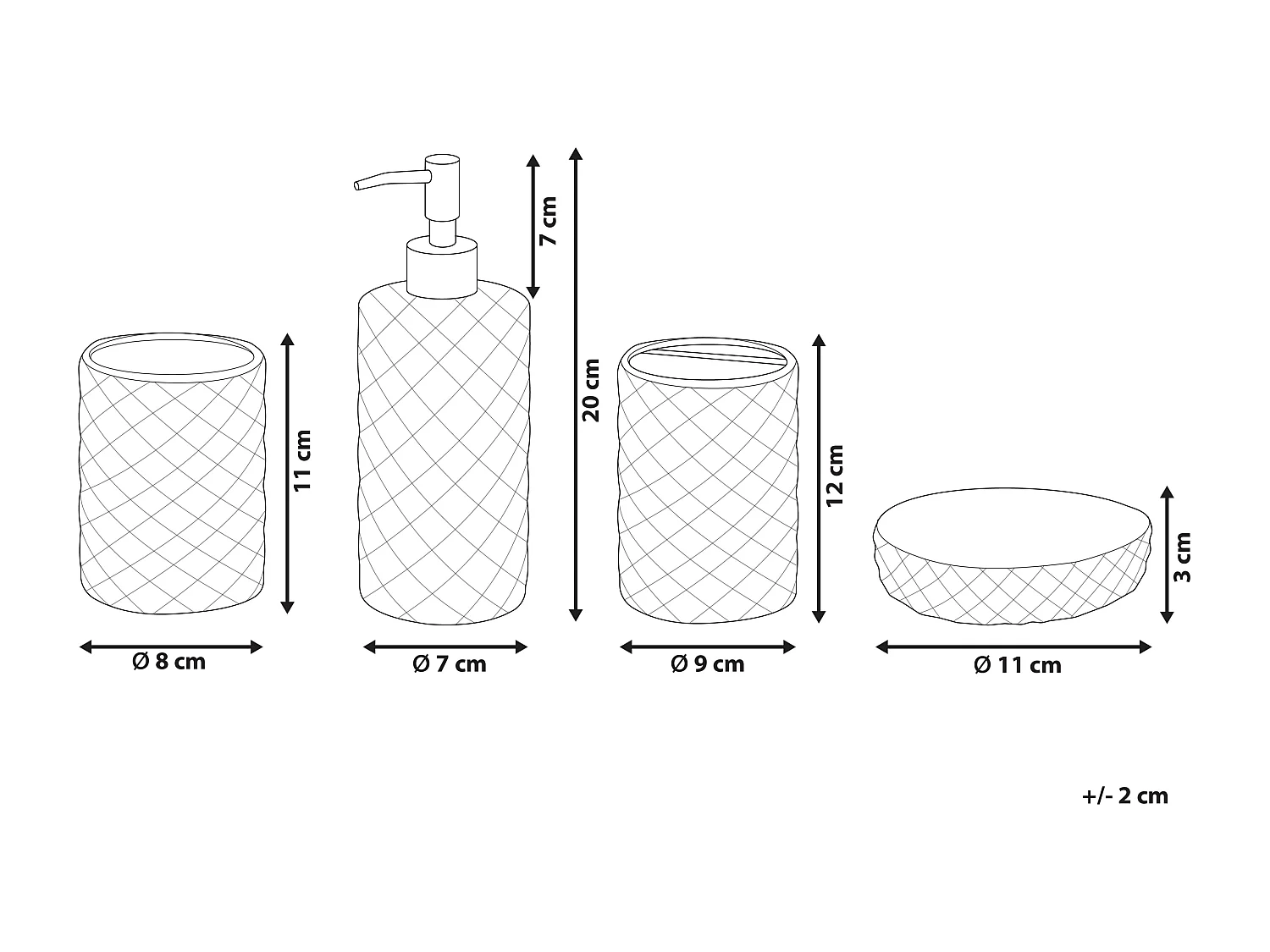 Set de 4 accessoires de salle de bain TAPIA Verre Transparent