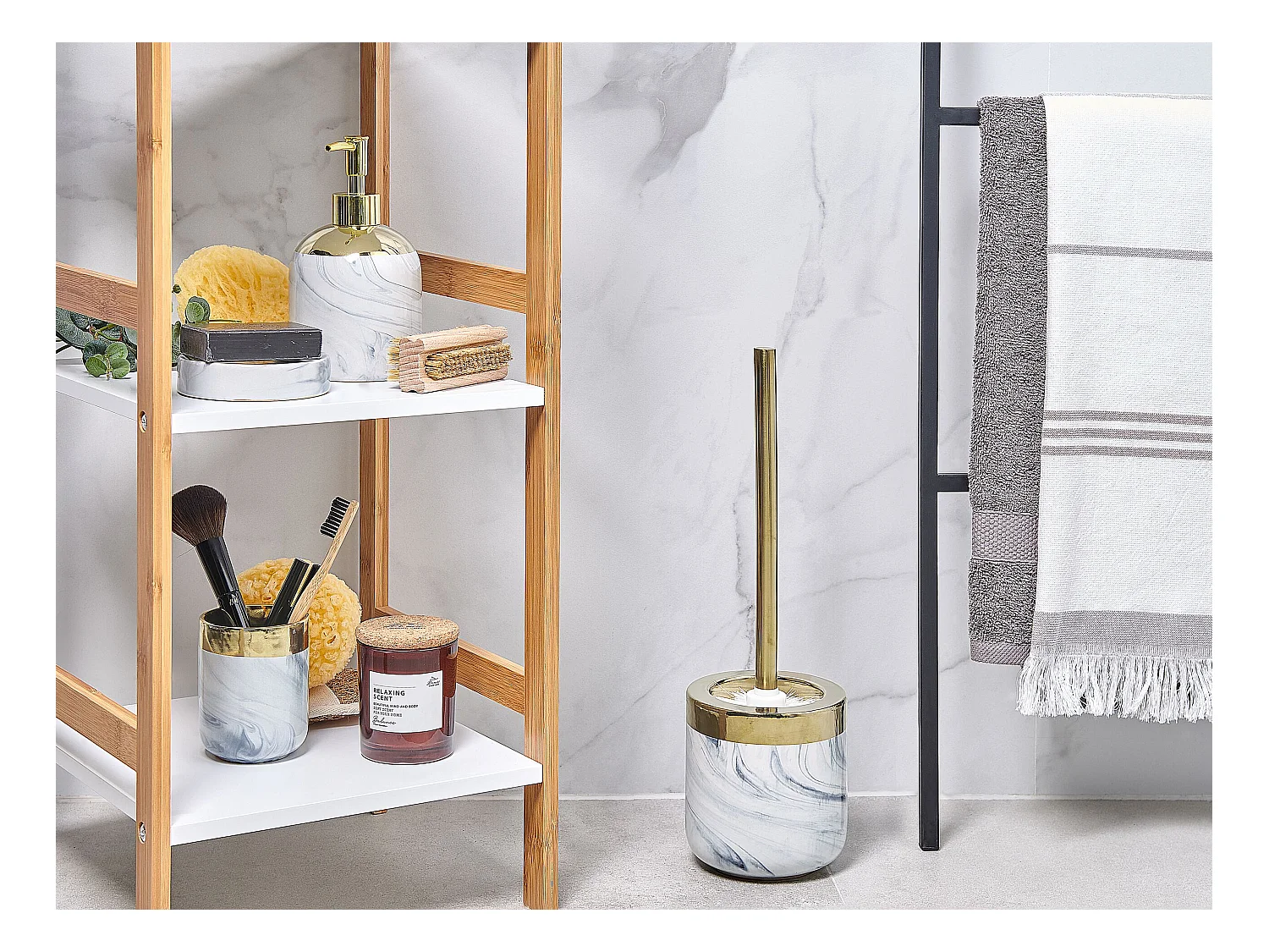 Conjunto de 4 acessórios para a casa de banho HUNCAL Cerâmica Branco
