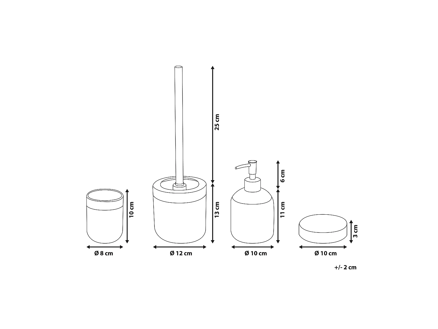 Conjunto de 4 acessórios para a casa de banho HUNCAL Cerâmica Branco