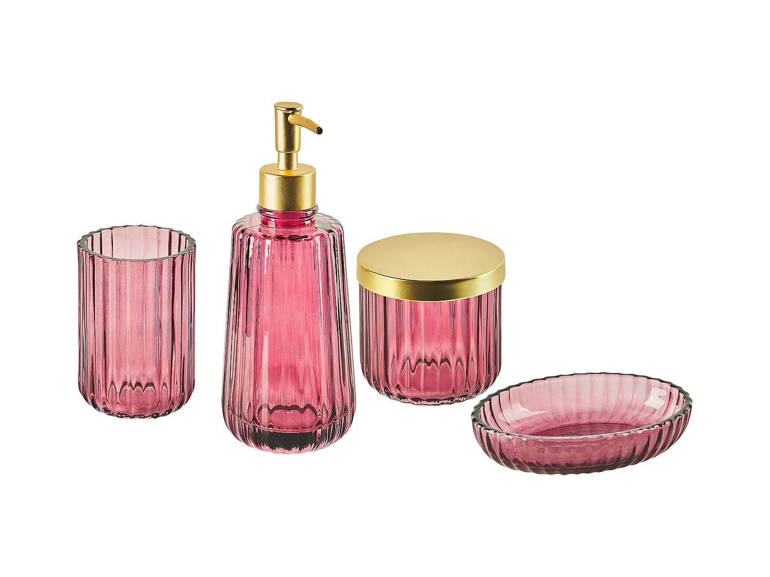 4-delige badkameraccessoireset CARDENA Glas Roze
