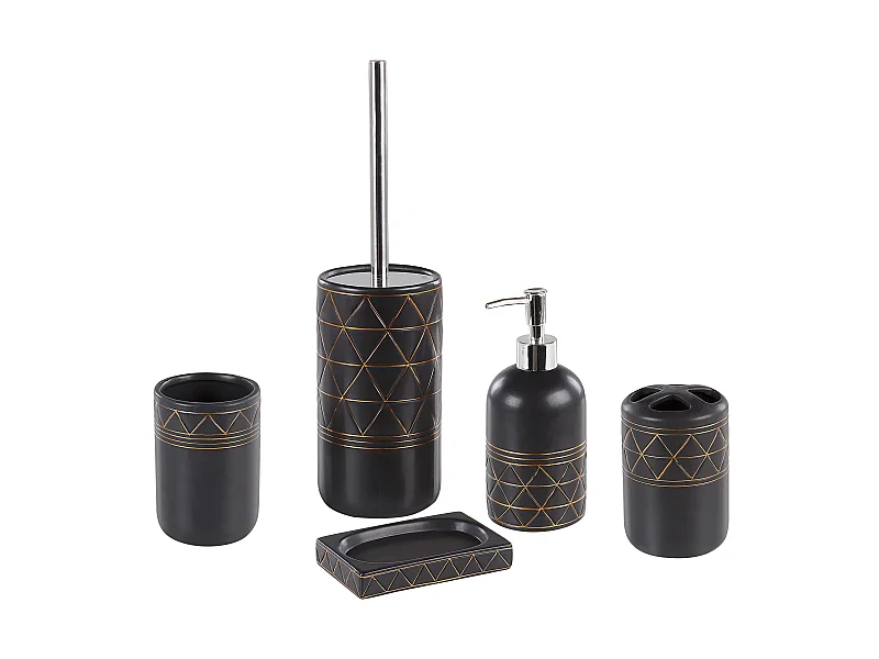 Set da 5 accessori per il bagno LANCO Ceramica Nero