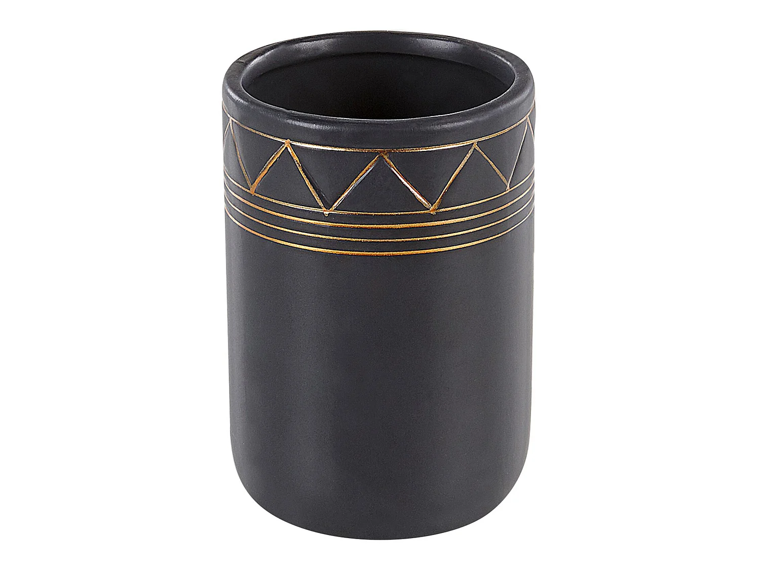 Elegantes Badezimmer-Zubehör 5-teilig aus Keramik in Schwarz/Gold Lanco